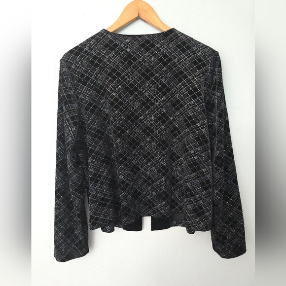 Vtg Jacket Womens 14/16 W Black Velvet Sparkle Dressy Preppy Clueless Academia - Picture 6 of 11